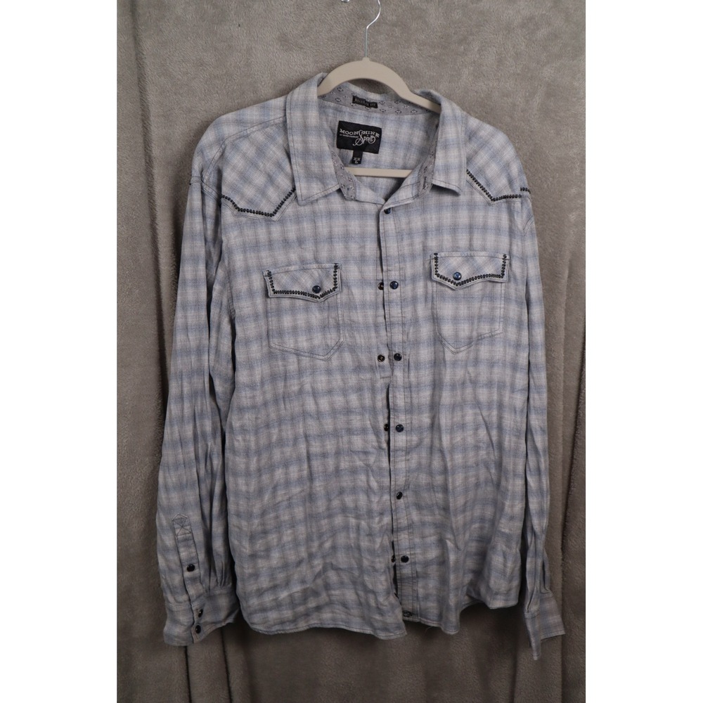 Moonshine Spirit Brad Paisley Mens XXL Blue Plaid Western Whipstitch Shirt 839